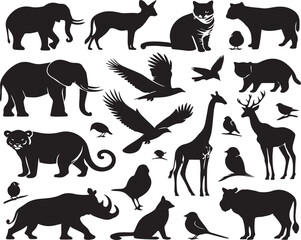 Black Minimalist Animals Silhouettes Icons