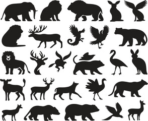 Black Minimalist Animals Silhouettes Icons
