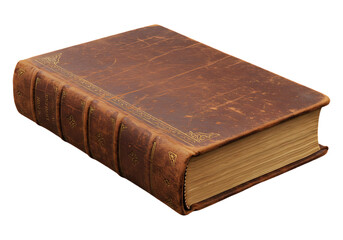 Obraz premium Antique leather bound book isolated on transparent background