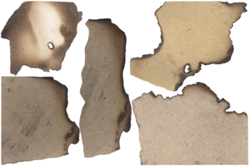 Burnt paper edge texture – charred torn sheet, isolated transparent background