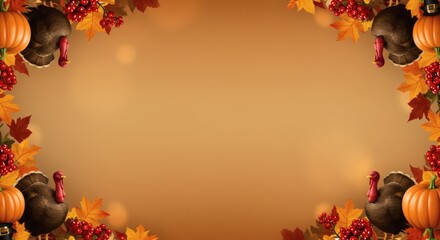 Autumn Thanksgiving Wallpaper with Copy Space Festive Fall Background