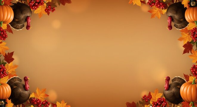 Autumn Thanksgiving Wallpaper with Copy Space Festive Fall Background