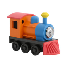 Fototapeta premium Colorful Toy Train on Isolated Transparent Backdrop for Fun and Playful Designs