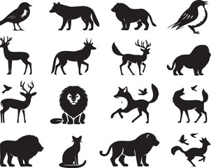 Black Minimalist Animals Silhouettes Icons