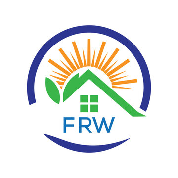 FRW Green Home Logo &ndash; Eco Friendly, Solar Energy, Real Estate and Sustainable Living Symbol. FRW Letter Logo.

