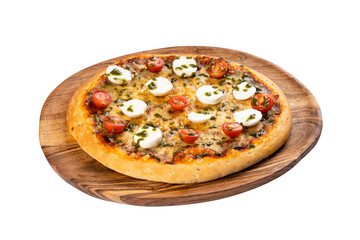Margherita Pizza 45 Degree View on a Transparent PNG Background