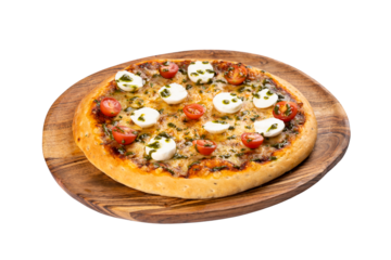 Margherita Pizza 45 Degree View on a Transparent PNG Background