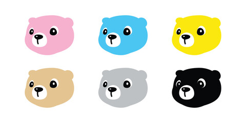 Fototapeta premium Bear polar icon face head vector colorful pastel teddy pet cartoon character logo symbol illustration clip art isolated