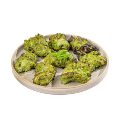 Hariyali Chicken Kebab in a Plate on a Transparent PNG Background