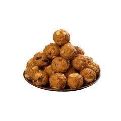 Stack of Boondi Laddu in a Plate on a Transparent PNG Background