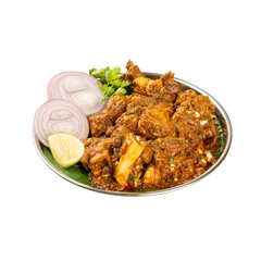 Mutton Roast in a Steel Plate on a Transparent PNG Background