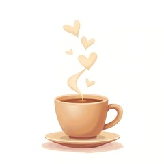 Coffee Cup with Heart Shaped Steam Illustration
