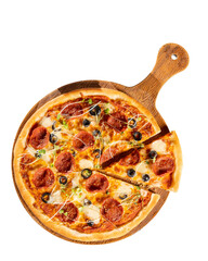 Pepperoni Pizza with Microgreens on a Transparent PNG Background