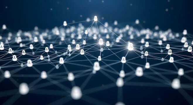 Abstract digital network of connected human figures