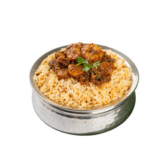 Prawns Masala Pulao with Small Grain Rice on a Transparent PNG Background