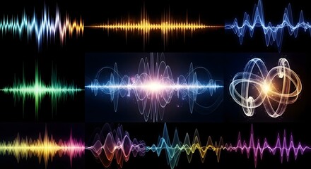 Vibrant abstract sound waveforms and energy patterns