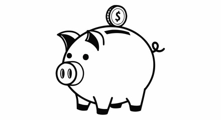 Obraz premium Piggy Bank with Coin Illustration