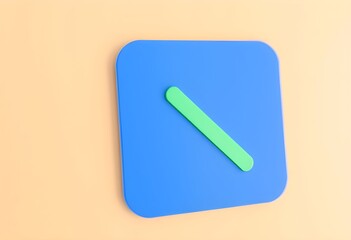 A light teal-colored diagonal line on a square, vibrant blue icon, set against a pale peach background.