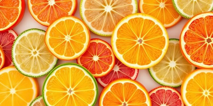 Vibrant citrus slices, seamless pattern background, design element, orange