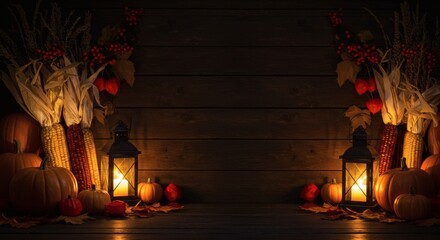 Elegant Thanksgiving Wallpaper with Copy Space Autumn Harvest Scene