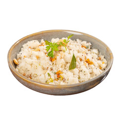 Upma in a Ceramic Bowl on a Transparent PNG Background