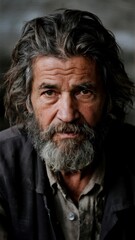 Obraz premium Portrait of Older Bearded Man – Authentic Expression and Character Study