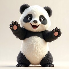Cute Panda Waving Hello with a Happy Smile
