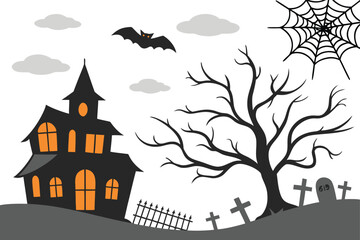 Spooky Halloween Night Background. Haunted House Halloween Backdrop. Pumpkin Lantern Halloween Background. Dark Cemetery Halloween Scene. Scary Ghost Halloween Wallpaper. Full Moon Halloween