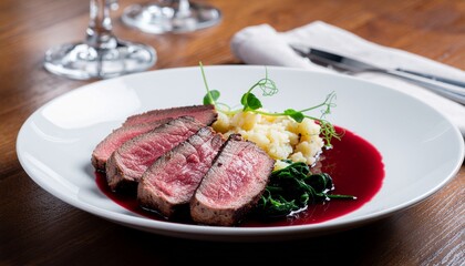 Wagyu steak,fine dining presentation