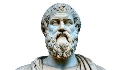 Obraz premium Marble bust of a bearded man with a stern expression