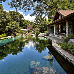 Fototapeta premium japanese garden with bridge