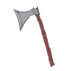 Simple hand Axe tool or weapon colorful illustration isolated on square white background.