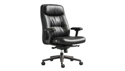 Modern ergonomic office chair in black leather with adjustable armrests, adjustable, ergonomic