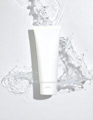 White tube in water splash