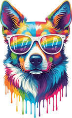 Trendy Abstract Dog Artwork in Bright Colors and Stylish Shades