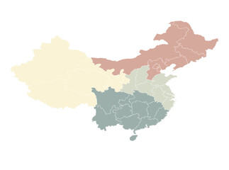 Zonal Political Map of China with States | Colorful Regional Vector for Infographics & Presentations (SVG)