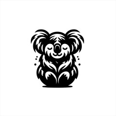 Obraz premium Stylized black and white koala illustration with closed eyes