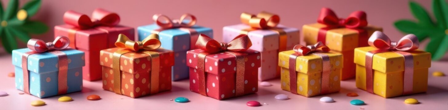 Assortment of unique mini gift boxes, varied textures , wood, gift boxes
