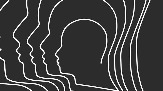 Human head in head drawing. Schizophrenia and split personality disorder and mental health psychiatric disease concept. Mental health.