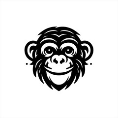 Fototapeta premium Stylized black and white monkey face logo design