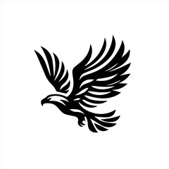 Obraz premium Stylized black eagle in flight with wings spread wide