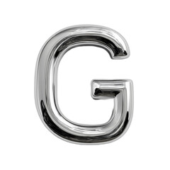 Shiny Metallic Letter G on White Background Modern 3D Typography
