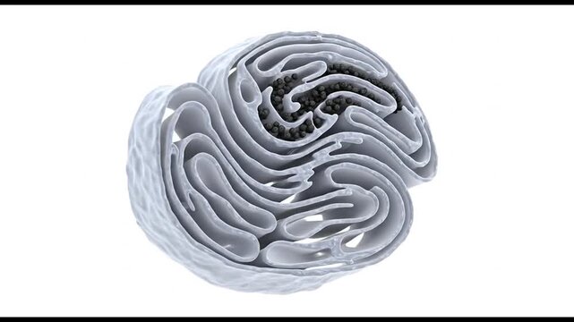 3D model of a complex, layered organic structure.