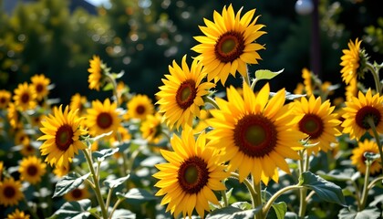 Obraz premium A vibrant field of sunflowers in full bloom