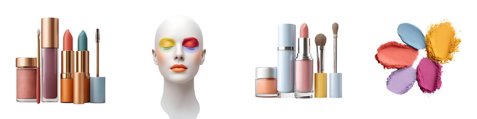 Obraz premium Cosmetics and Makeup Set on White Background