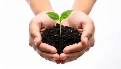 Hands Holding Soil with Green Sprout – Symbol of Growth and Care