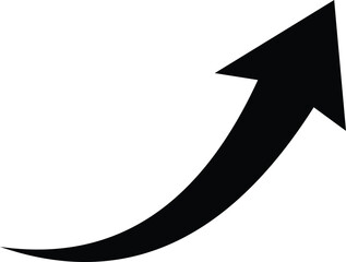 Black upward arrow showing progress growth and positive trend vector