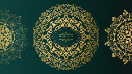 Luxury Gold Mandala Pattern on Dark Background, Ornamental Decorative Design