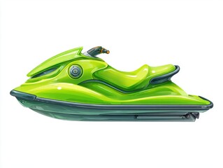 Naklejka premium Lime Green Jet Ski Illustration on White Background
