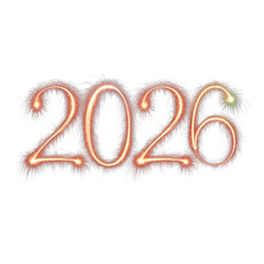 Sparkly 2026 year glows against black. Use for banners, posters, social media templates for new year, resolutions, and goals.